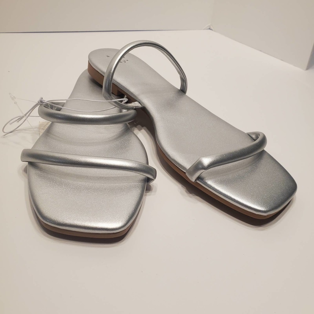Women's Winnie Skinny Strap Sandals in Silver - A New Day, Size 11